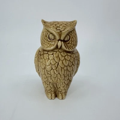 Vintage MCM Ceramic Art Pottery 3" Brown Owl Figurine Small Vase - Image 1 of 4