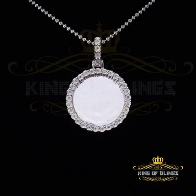 Real 0.50ct Diamond 925 Sterling Silver 1.25" PICTURE Fashion White Pendant - Image 1 of 4