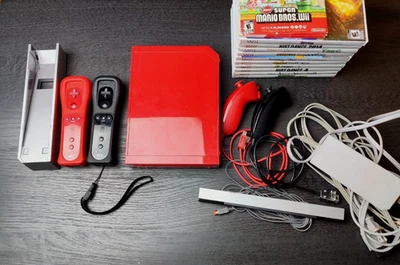 Nintendo Wii Console Red [Mario 25th Anniversary]  Bundle CIB +Controllers/Games - Image 1 of 4