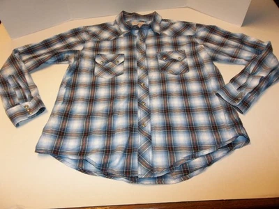 Wrangler Vintage Check Print Sawtooth Chores Shirt in Blue Mens Size L - Image 1 of 4