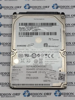 SAMSUNG 1TB 2.5" SATA HDD 5400 RPM ST1000LM024, GRADE A+, SKU 18119 - Image 1 of 2