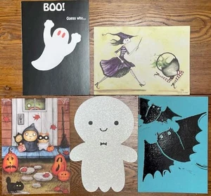 Variety Lot of 5 Sweet & Fun HALLOWEEN CARDS Recycled Paper Greetings - Picture 1 of 2