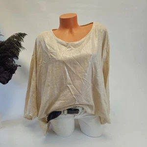 Leichte Damen Leinen Bluse mit Fledermausärmeln – One Size 42–48 Beige - Bild 1 von 5