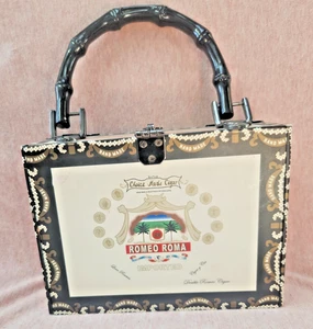 ZIGARRENKISTE GELDBÖRSE Romeo Roma Leopardenmuster Futter mit Tasche Bambusgriff - Bild 1 von 7