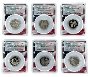 2009 S Clad Quarter 6 Coin Set PCGS PR70 Ultra Cameo - Flag Frame - Picture 1 of 1
