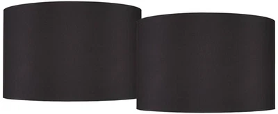 Springcrest Black Faux Silk Set of 2 Drum Lamp Shades 19x19x12 (Spider) - Image 1 of 4