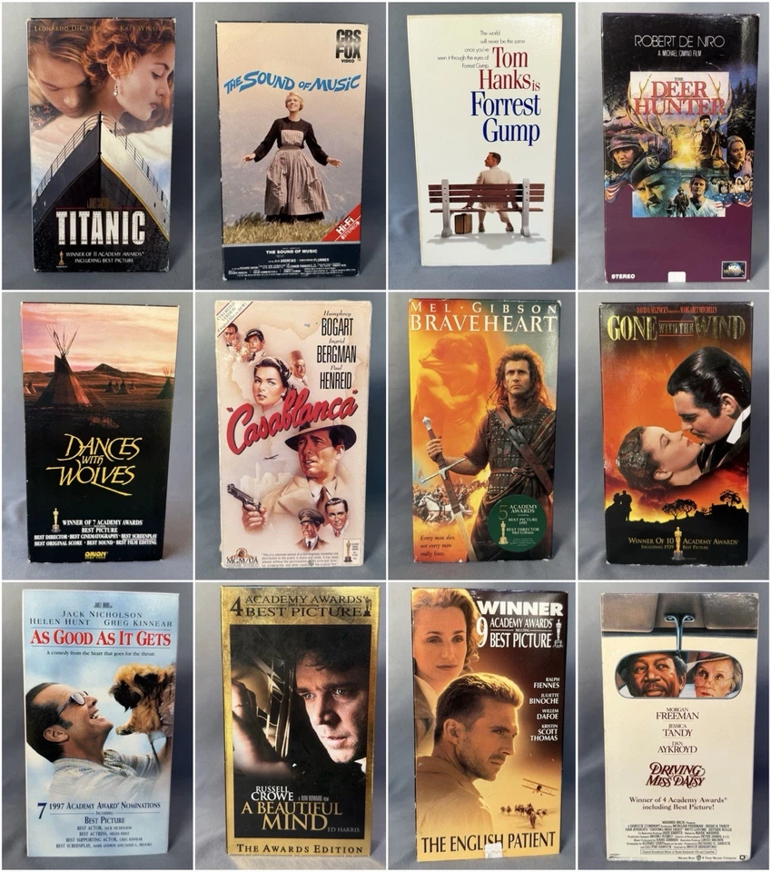 Lot of 13 VHS BEST PICTURE OSCAR Titanic Forrest Gump Dances Wolves Sound Music - Image 1 of 4