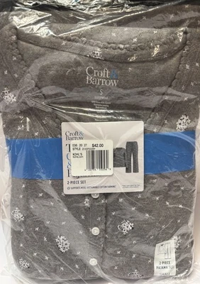 Croft & Barrow Juego de 2 Piezas Ropa de Dormir Pijama Gris Para Mujer Talla Pequeña Nuevo con Etiquetas Foto 1 de 4
