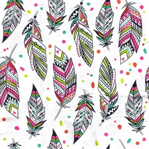 Serviettes en papier plumes d'oiseaux désign. Napkins feathers of birds design - Imagen 1 de 1