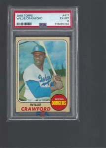 1968 Topps Baseball #417 Willie Crawford Graded Mint PSA 6 Los Angeles Dodgers - Picture 1 of 1
