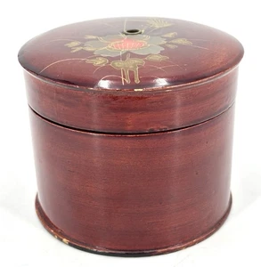 Vintage CHINESE / JAPANESE LACQUER PAPIER MACHE STRING BOX - Picture 1 of 9