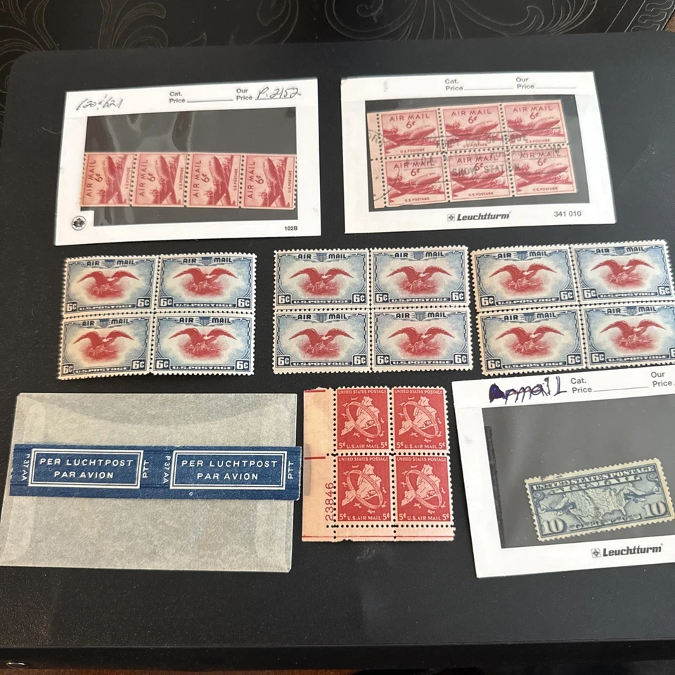 1926, 1930, 1938, 1945 1948 Airmail Stamps, Blocks Used And Unused Blocks, Rare! - Image 1 of 4