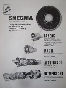 5/71 PUB SNECMA AIRCRAFT ENGINE LARZAC OLYMPUS 593 ATAR M45H ORIGINAL FRENCH AD - Imagen 1 de 1