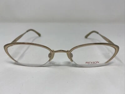 Revlon Eyewear RV554 Champagne 49-19-130 Gold Half Rim Eyeglasses Frame FZ13 - Image 1 of 4