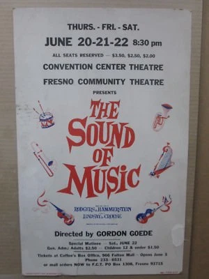 Vintage Sonido de la música de la comunidad de Fresno theathre 1970's Gordon Goede Inv#893 Foto 1 de 4