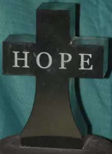Black Granite Cross 14" Memorial Cemetery Grave Marker Hope C-15 - Picture 1 of 5