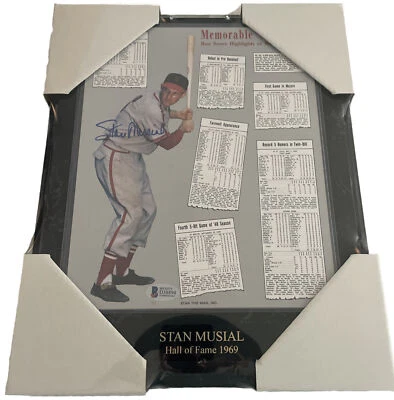 Stan Musial Autographed 8x10 Framed And Mounted On A Beautiful Plaque Beckett - Image 1 of 4