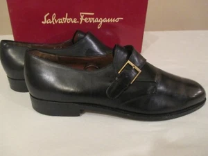 Mocasines de cuero negro para hombre SALVATORE FERRAGAMO Walter talla EE. UU. 9 1/2 D en caja excelente condición - Imagen 1 de 9