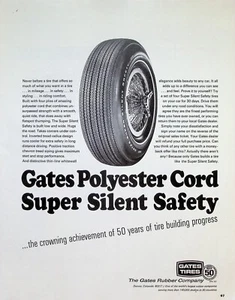 Pubblicità stampa vintage anni '60 ~ Gates pneumatici di sicurezza super silenziosi ~ - Foto 1 di 1