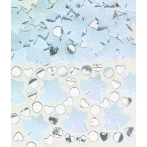 Confetti Wedding Bridal Shower Confetti Bells Hearts Decorations Silver Ivory - Picture 1 of 1