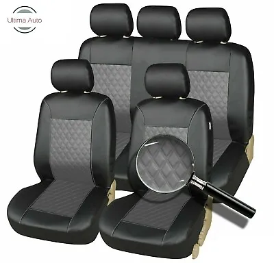 Front & Rear For Audi A1 A3 A4 A5 A6 Car Seat Covers Leather Look Full Set Grey • 42.38€