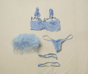 Shein Womens 5pack Floral Lace Underwire Garter Lingerie Set JH9 Baby Blue Small