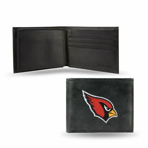 Arizona Cardinals Wallet Prem Black LEATHER BillFold Embroidered Bifold Football Cover