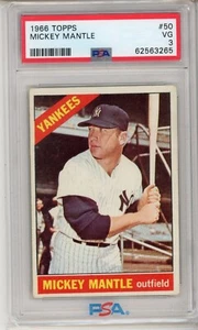 1966 Topps Mickey Mantle Karte #50 New York Yankees sehr gut sehr guter Zustand PSA 3 - Bild 1 von 2