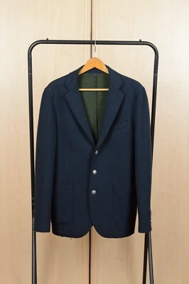 Chaqueta AT.P.CO Para Hombre Lana Algodón Tres Botones Suave Azul Marino Blazer Italia Talla 50 Foto 1 de 4