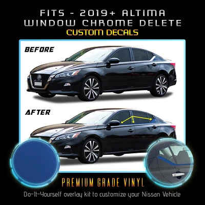 Kit de eliminación de cromo precortado ventana Nissan Altima 2019-2020 - cromo mate satinado Foto 1 de 4