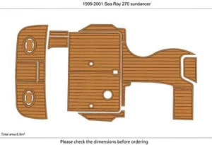 Sea Ray 270 Sundancer 1998 cabina plataforma de natación barco almohadilla de EVA suelo sintético de teca - Imagen 1 de 21