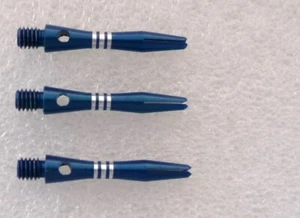 Aluminium Coloured and Ringed Dart Stems - Blue Extra Short - Picture 1 of 1