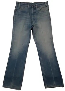 Vintage Levis 516 Flare Bootcut 33W X 30L Light Denim Jeans Creased EUC L6 - Picture 1 of 12