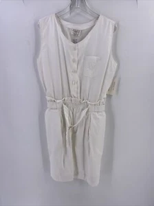 Vintage Evita Sport-Strampler Playsuit Damen L weiß Baumwolle Buttondown E-Logo-Etikett - Bild 1 von 12