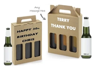 Portador de cerveza personalizado para hombre - Botella de sidra ale caja de regalo - Día del Padre - Imagen 1 de 6