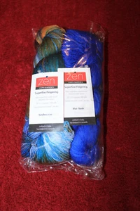 Zen Yarn Garden- Superfine Fingering Yarn Lot of 2 Hanks Sandbox/Blue Suede - Picture 1 of 3