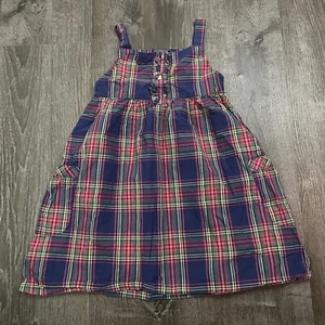American Living Mädchen Mantelkleid bunt knopfkariert ärmellos Knopf Größe 6 - Bild 1 von 4