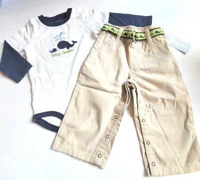 Conjunto Body Pantalones Caqui Gymboree 12-18 Whale of a Time Nuevo con Etiquetas **Ver Descripción*** Foto 1 de 4