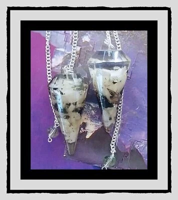 ORGONE DOWSING PENDULUM, OBSIDIAN Dowsing Pendulum With MOONSTONE