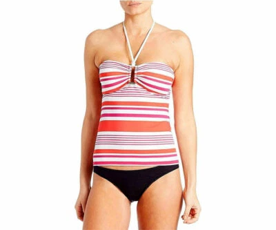 NWT RALPH LAUREN CORA MARINA RING BANDINI SWIMSUIT TOP ONLY, SIZE 14, CORAL - Image 1 of 2