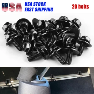 20 Bolts Black M6-1.0 x 16mm Long Hex Head Car Body Bolts set + 17mm Washer - Picture 1 of 9