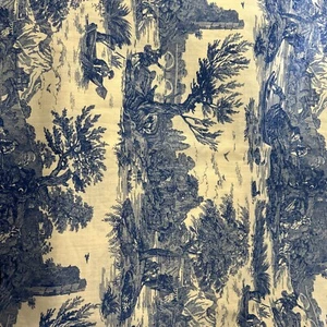 Toile leichter transparenter Stoff blau auf hellbraun - Bild 1 von 6