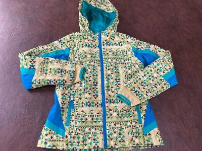 Girl's Size 10-12 LAND'S END Jacket Hooded Lightweight Zip Green/Turquoise - Image 1 of 4