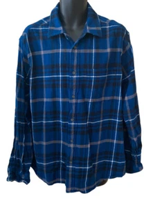 Woolrich Shirt Adult XXL Flannel Blue Black Plaid Button Up Long Sleeve Mens - Picture 1 of 4