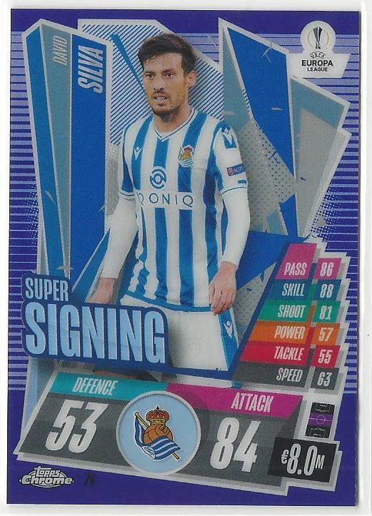 2020-21 Topps Chrome Match Attax David Silva Purple Refractor /299 Real Sociedad - Image 1 of 1