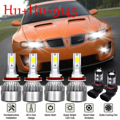 For Pontiac GTO 2004 2005 2006 6x 6000K LED Combo Headlights + Fog Lamp Bulbs - Image 1 of 4