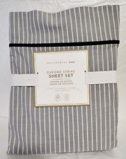 NWT ! Pottery Barn Teen Oxford Stripe Sheet Set 3 XL Twin Grey - Free Shipping