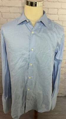 Banana Republic Fitted Long Sleeve Blue Cotton Shirt French Cuff Sz 16-16 1/2 - Image 1 of 4