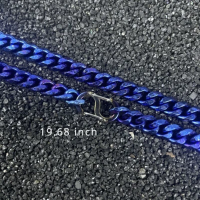 Colar azul hexagonal de cristal de gelo puro titânio 7 mm peso leve 19,68" - Imagem 1 de 4