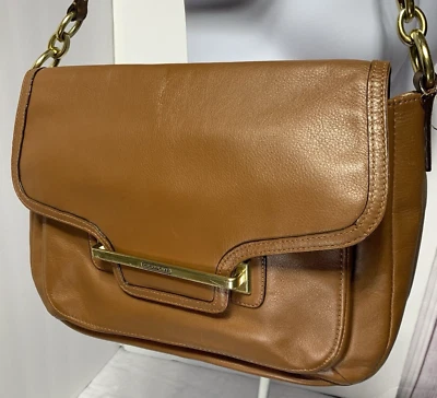 Bolso de mano Coach Taylor de cuero mensajero tostado camel lengüeta solapa F27481 Foto 1 de 4
